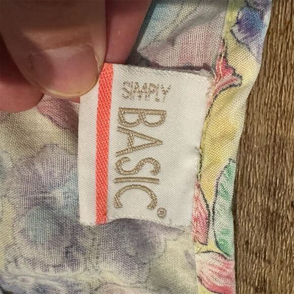 Simply Basic 3X Floral Print Sleeveless Knee Length Housecoat Pearl Snap Pockets - Picture 4 of 7